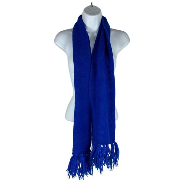 Vintage Blue Acrylic Scarf With Fringe Made In Japan - Picture 1 of 3